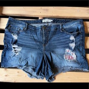 Distressed Stars and Stripes Demin Jean plus size shorts
